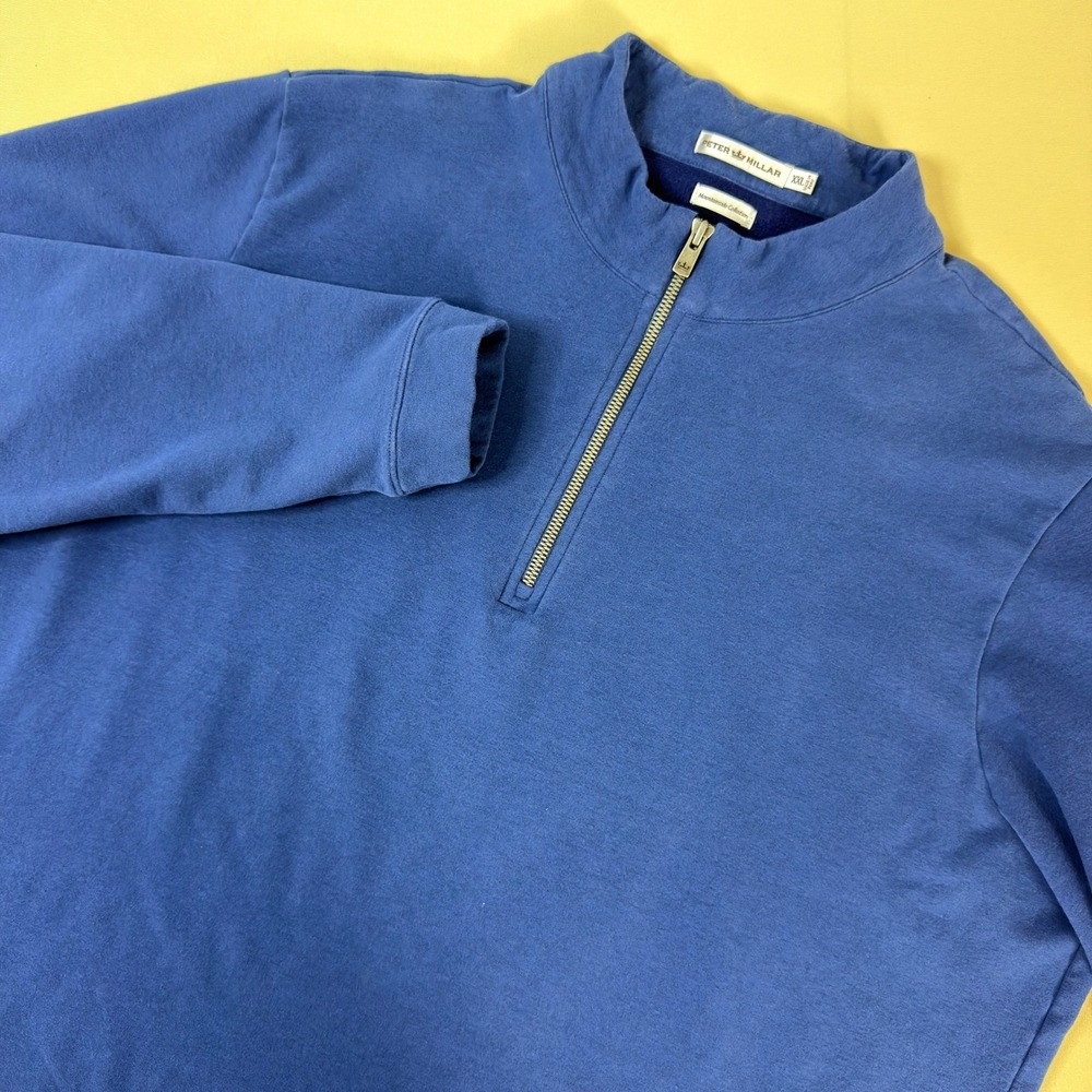 Peter Millar Mountainside Sweater Mens XXL Blue Quarter Zip Pima Alpaca Pullover